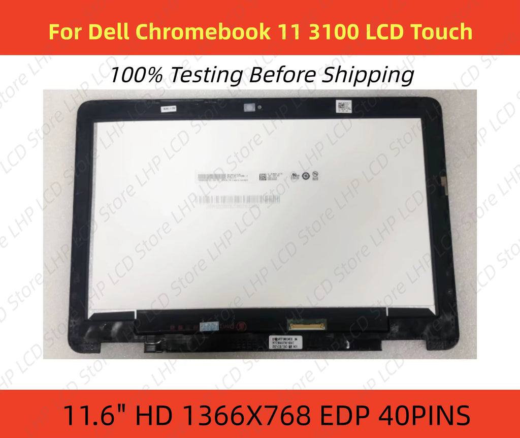 11.6" HD for Dell Chromebook 11 3100 9MH3J LCD Touch Digitizer Screen with Frame Bezel Assembly 2 in 1 New