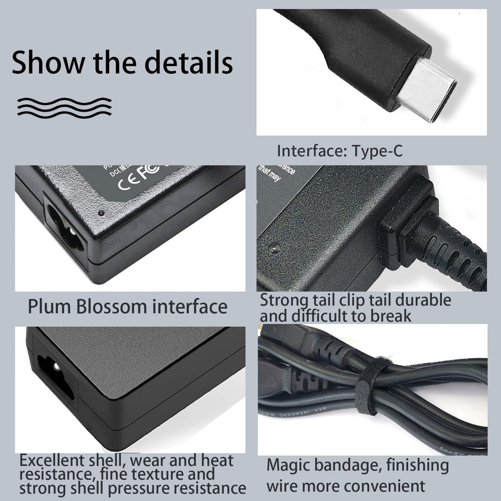 65 Watt USB C Charger for Dell Latitude 5420 5540 Chromebook 3110 3100 2-In-1 for HP Spectre X360,Elite X2 for Lenovo Thinkpad/Yoga/Chromebook, ADLX65YDC2A for XPS and Latitude 5000