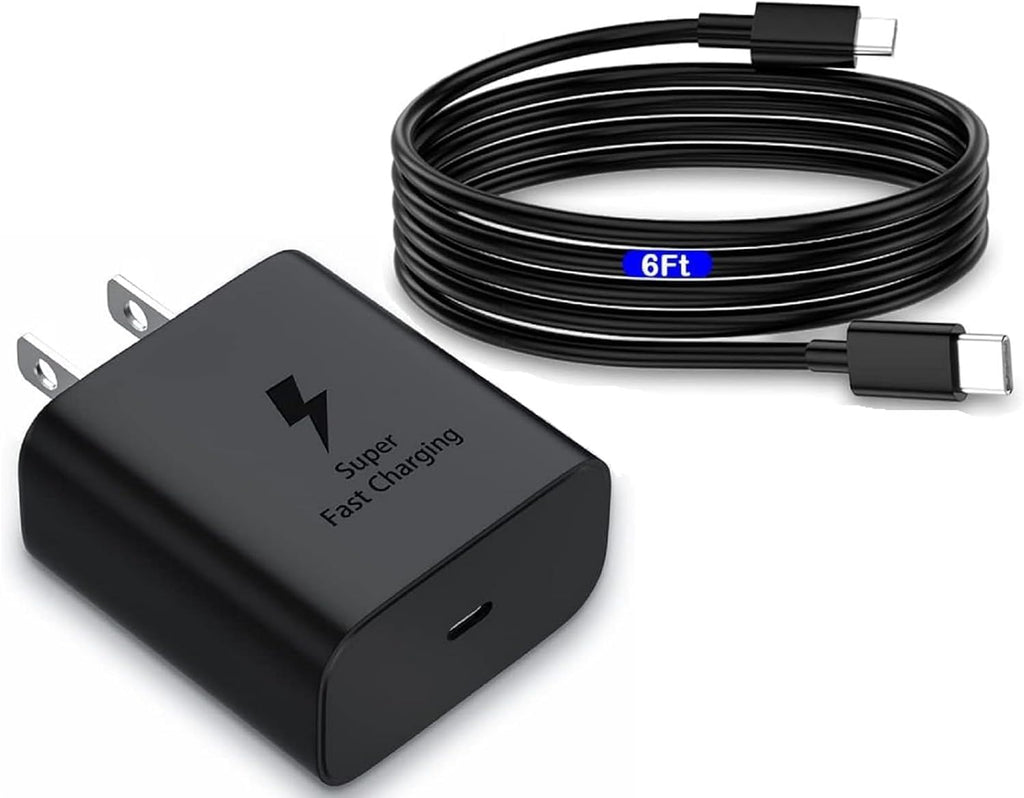 45W Super Fast Charger USB C Wall Charger Block & 6Ft Type C Fast Charging Cable Cord Compatible with Galaxy S25/S24/S23/S22/S21/S20/Ultra/Plus/Fe,Note 20/10,Galaxy Tab S9,Z Fold/Z Flip,A54,A14