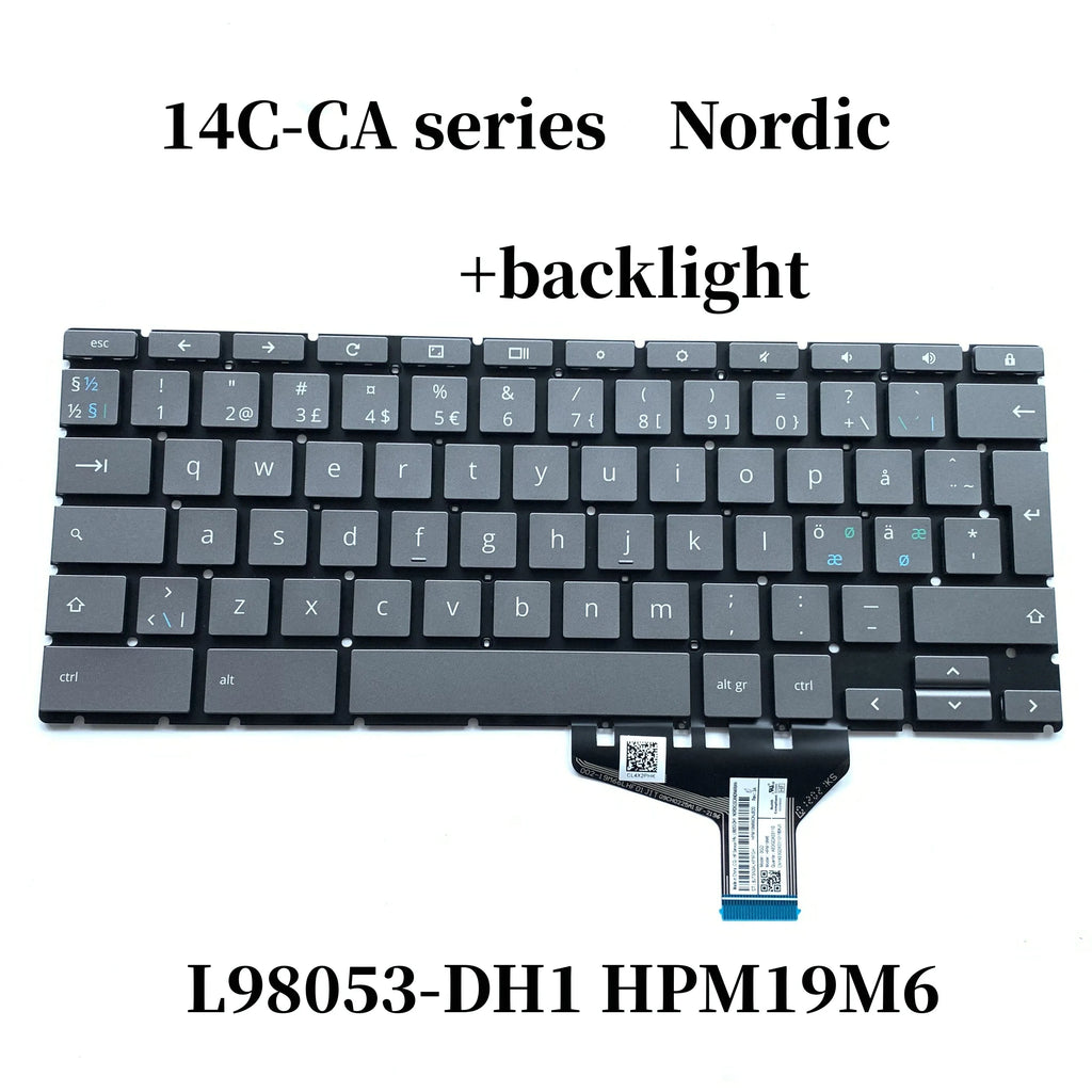 New Model：0Gd Backlight Keyboard for HP Chromebook 14C-CA Series HPM19M6 NSK-X22BQ L98053-001 DH1 291 061 BG1 DB1 051 071