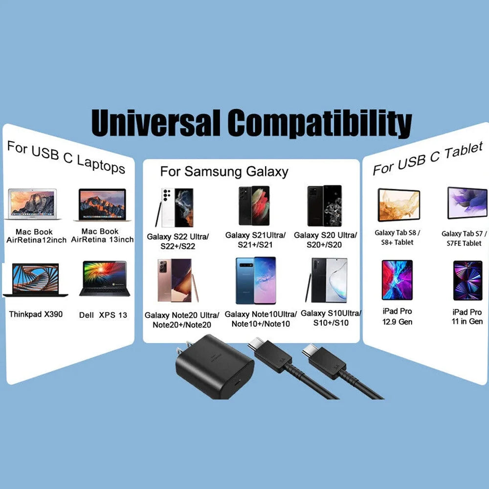 New USB-C 45W Super Fast Wall Charger + 6FT Type C Cable Adapter for Samsung Galaxy S23 S22 S21